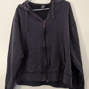 🌞GAP Y2K ZIP UP HOODIE SIZE LARGE DARK GREY HEAVYWEIGHT